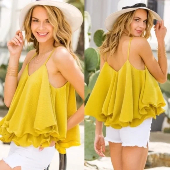 Boho Layered Ruffle Cami Tank Top - Picture 6 of 7